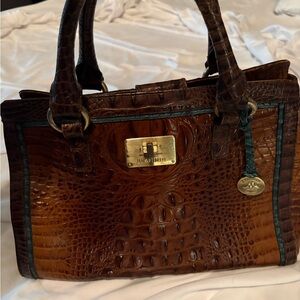 Brahmin Rich Brown Crocodile Satchel